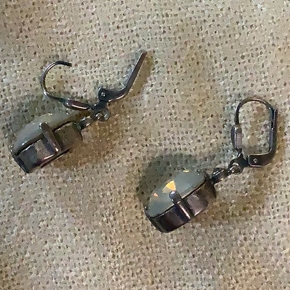 Silver Opalescent Earrings with Lever-Back Setting - Picture 2 of 5